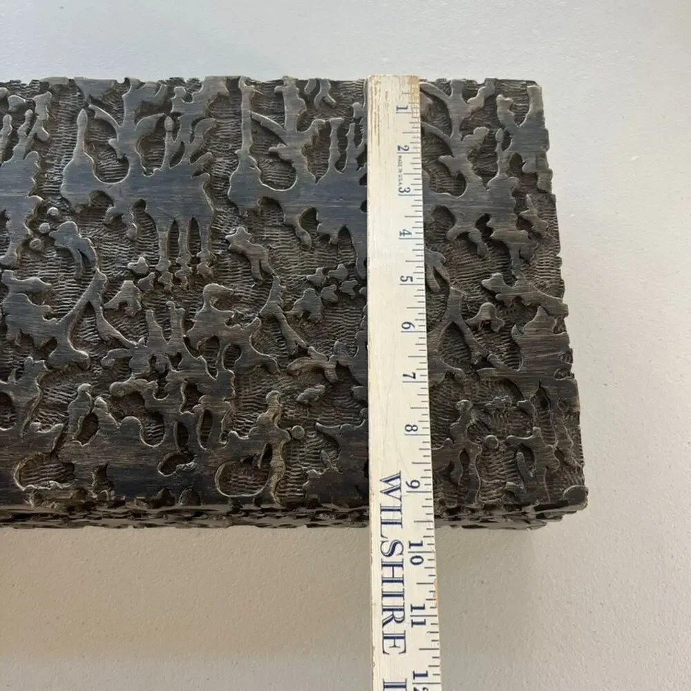 Dentwood Decorative Wooden Box Mango Weathered Black Medium Textured Brady Gray